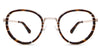 Corry glasses in batik variant with round frame metal arms coverd with acetate material on the temples