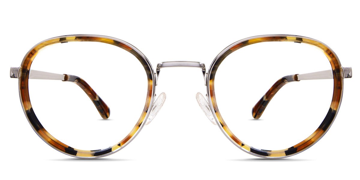 Corry eyeglasses in batik variant with round frame comes with lower nose bridge and adjustable nose pads Bold