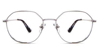 Blanco frame in nebulous variant - round metal frame with silver temple arms covered with black acetate temple cover