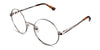 Larsen glasses in rookwood variant - silver metal frame with low nose bridge and thin temple arms written Hip Optical on right arm
