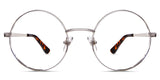 Larsen prescription glasses in rookwood variant - it's round wired frame in silver metal colour - medium size frame with nose pads Metal eyeglasses