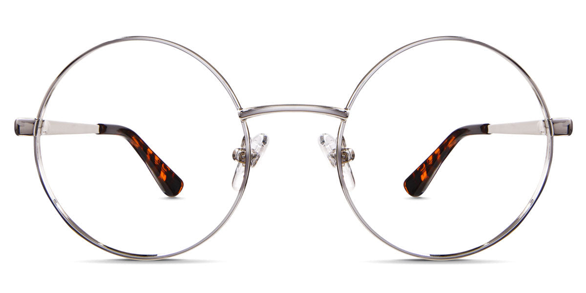 Larsen eyeglasses in rookwood variant - metal frame with adjustable clear nose pads and low nose bridge medal