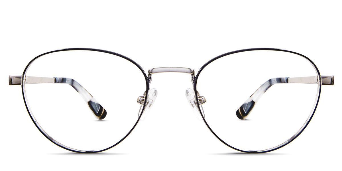 Murphy wired frame in chinchilla variant - it's made with black and silver metal frame which has thin border and arms Metal eyeglasses