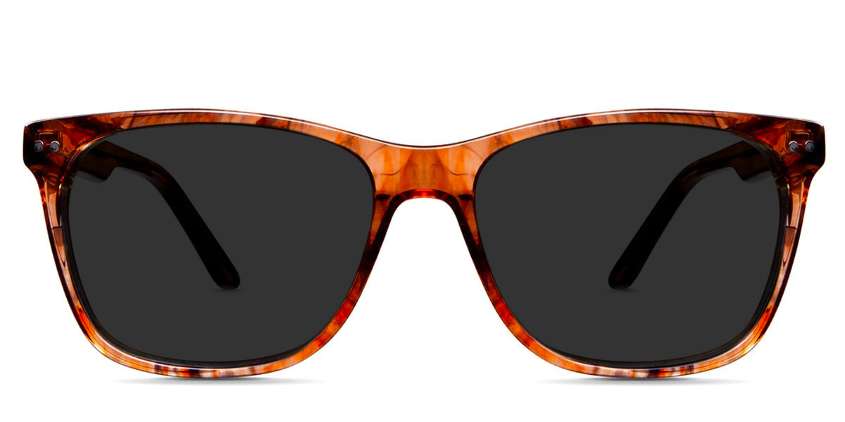 Harris black tinted Standard Solid sunglasses in mahogany variant - it's rectangle frame with wide viewing area
