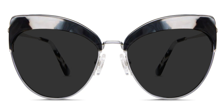 Houston black tinted Standard Solid eyeglasses in eagle rock variant - it's silver cat eye frame