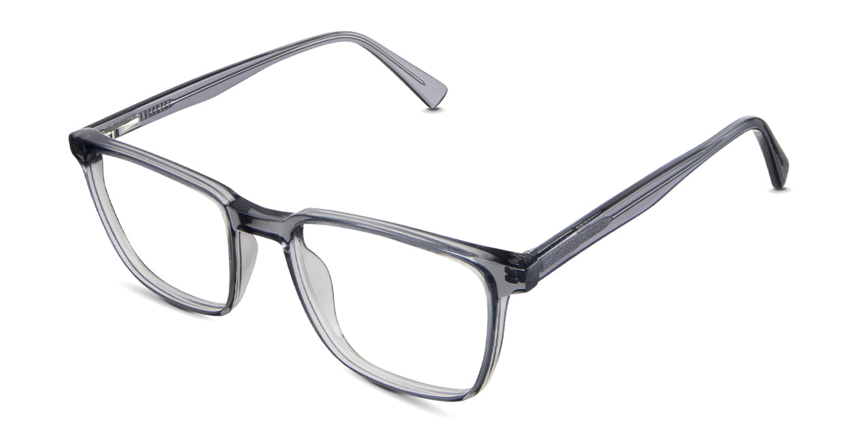 Iver eyeglasses in the heron variant - have a thin rim and rectangular viewing lens shape.