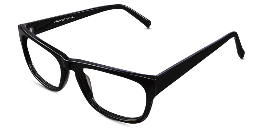 Keliot eyeglasses in the onyx variant - it's a wide frame with solid black color.