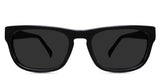 Keliot black tinted Standard Solid glasses in the onyx variant have a solid color frame with a slightly thinner rim and a flat top.