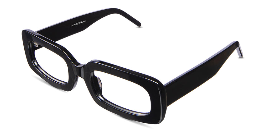 Mokka glasses in jet-setter variant it's pure black color in acetate material written Hip Optical inside the frame on right arm