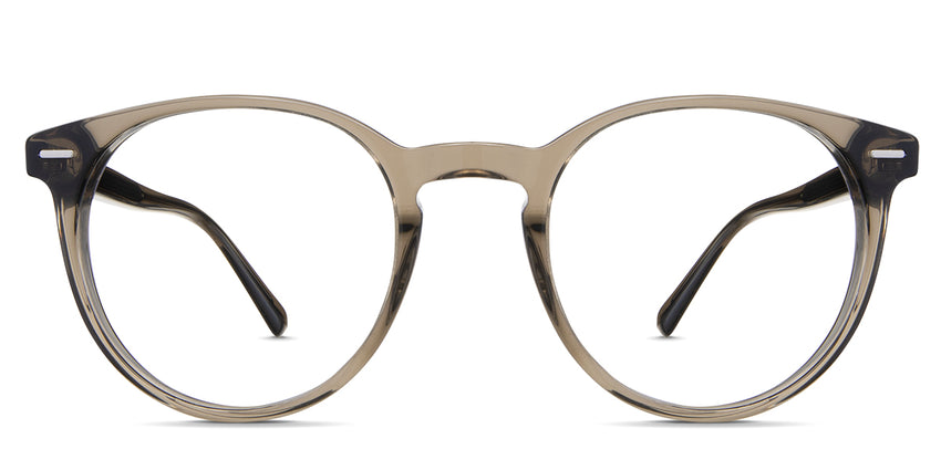 Nasio glasses in bactrian variant - it's a brown full-rimmed frame with silver metal in the endpiece.