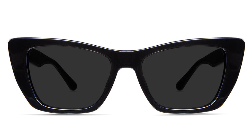 Nemi black tinted Standard Solid sunglasses in jet-setter variant - it's cat eye frame has rectangle viewing area