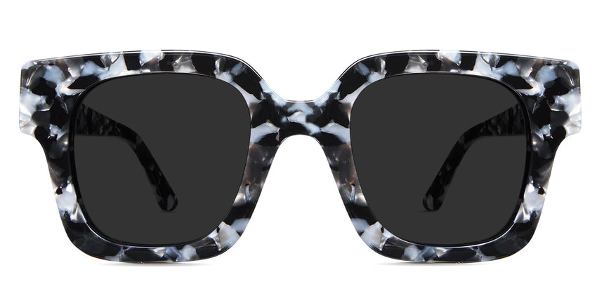 Nimes black tinted Standard Solid sunglasses in charcoal variant with broad arms and Hip Optical logo on it