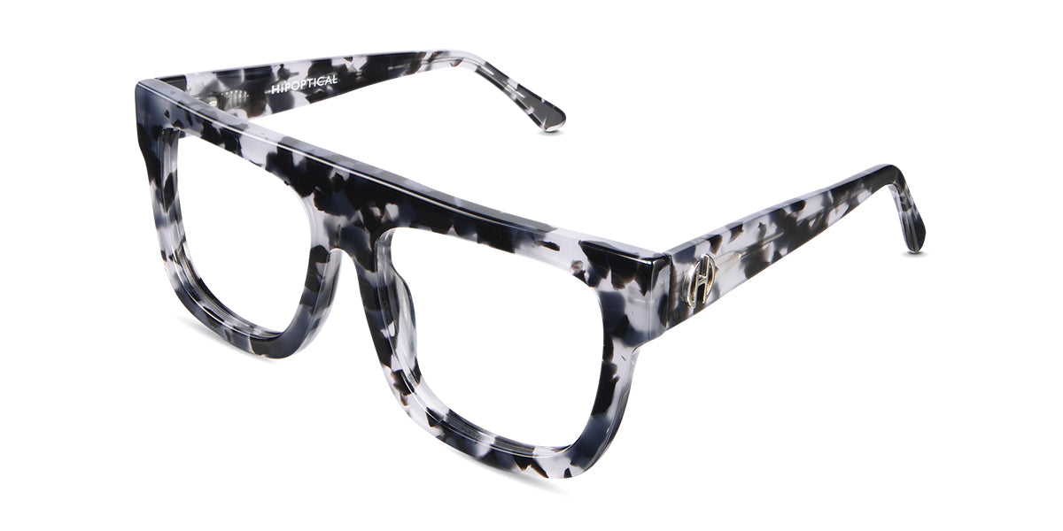 Nobri frame in moonlight variant with black and gray color - wide frame for wide face shape written Hip Optical on right arm