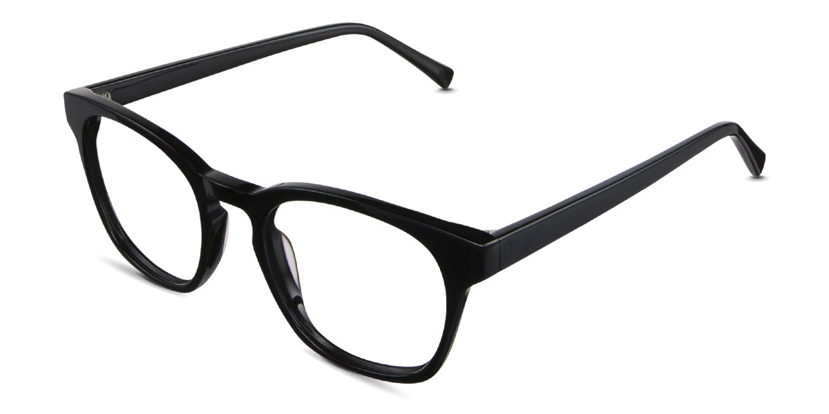 Nuso men's eyeglasses in the midnight variant - it's a full-rimmed frame in solid black color.