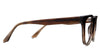 Orlo eyewear in the havana variant - has a slightly long temple arm with silver inner wire.