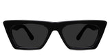 Ossana black tinted Standard Solid sunglasses in onyx variant - have sharp outer edges with broad temple arm.