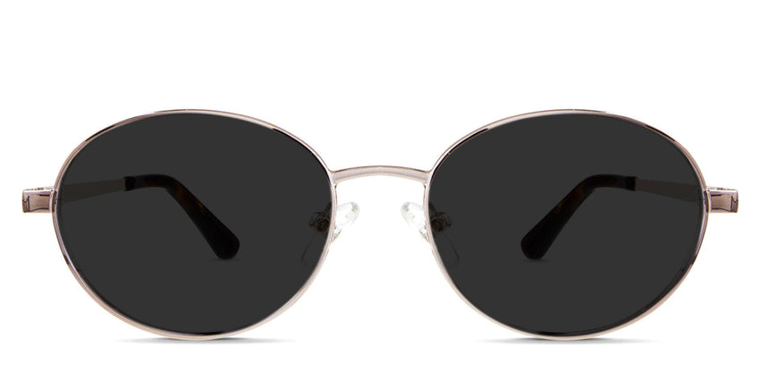 Pettersen black tinted Standard Solid glasses in dhurrie variant - metal oval frame with medium size viewing area