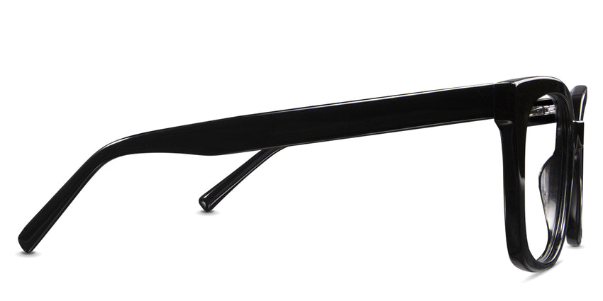 Relta women's frame in the onyx variant - the temple tips are thinner than the temple arm.