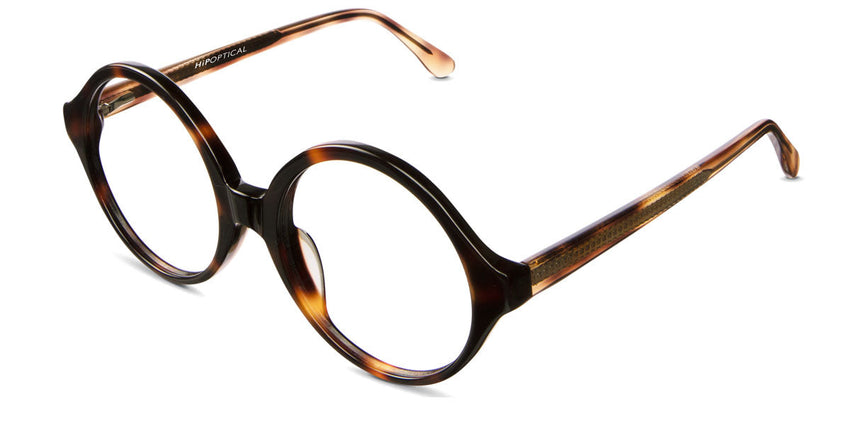 Odona frame in hickory variant with orange and brown colour - round frame with acetate material - with thin temple arms 