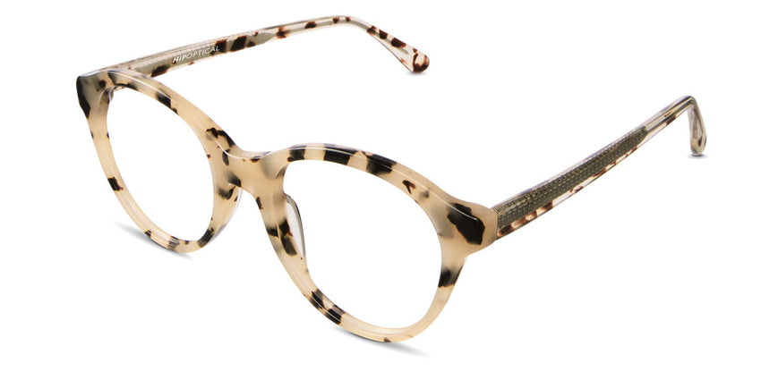 Bloso frame in monroe variant with off white and brown colour - round frame with acetate material - with thin temple arms 