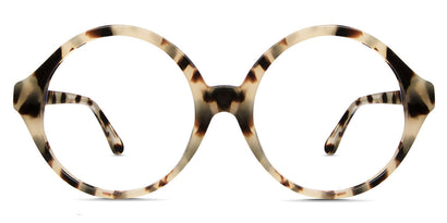 Odona frame in monroe variant with off white and brown colour - it's round frame in tortoise style pattern - medium size frame with acetate material