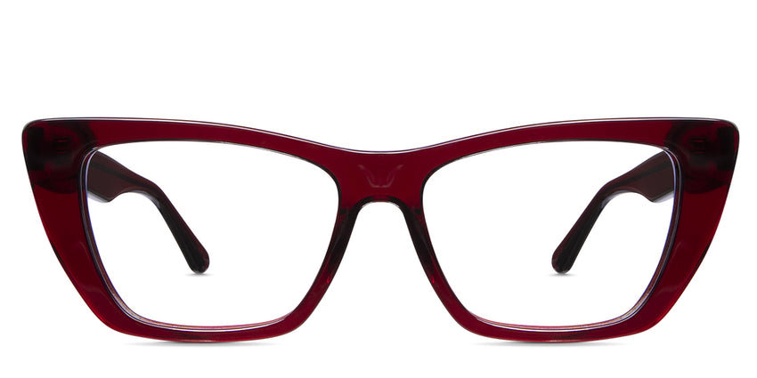 Nemi frame in scarlet variant - it's cat eye frame which has straight top bar