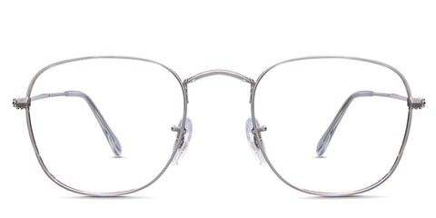 Sique eyeglasses in stone variant - it's silver colour metal frame with curvy corner square shape viewing area Metal