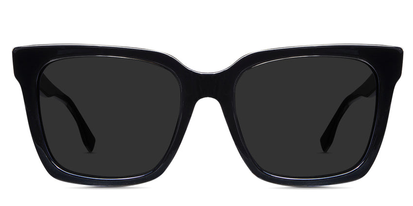 Tanu black tinted Standard Solid prescription sunglasses in jet-setter variant which has Hip logo on temple arms