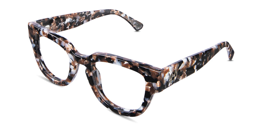 Taro eyeglasses in sila variant - wide frame and it's temple arms - the viewing area is in round shape - it's colour is black and brown