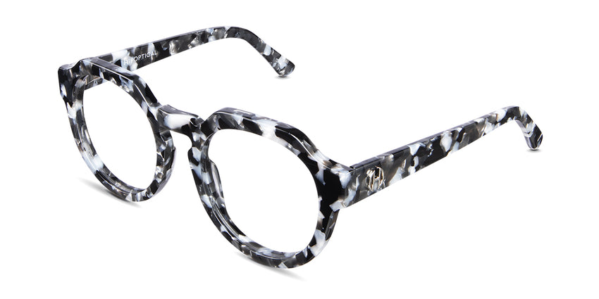 Taxo eyeglasses in charcoal variant with acetate material - wide square frame with high nose bridge and nose pads