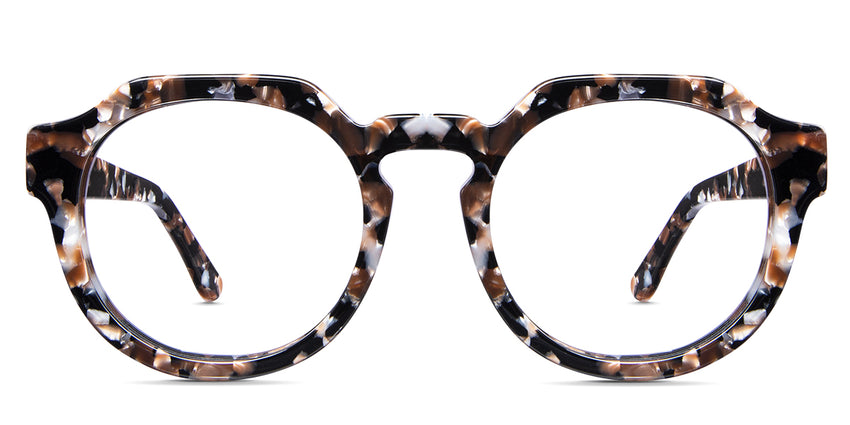 Taxo frame in sila variant comes in black, brown and beige shades of color. It has tortoise style pattern in round shape