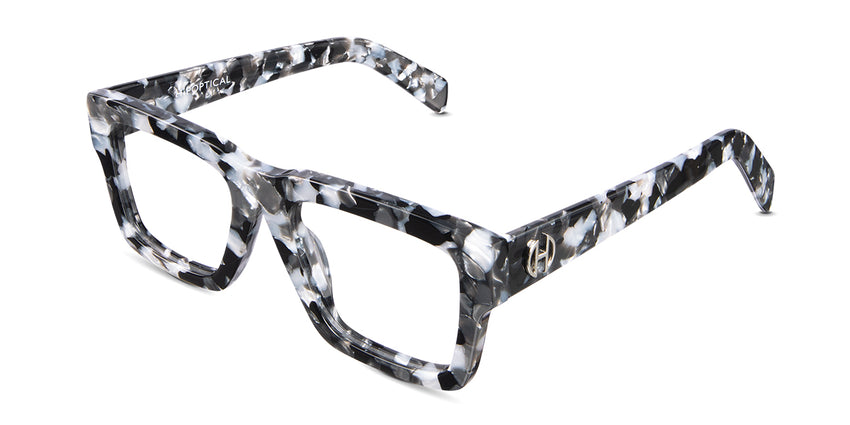 Tori glasses in charcoal variant with acetate material - wide square frame with high nose bridge and nose pads
