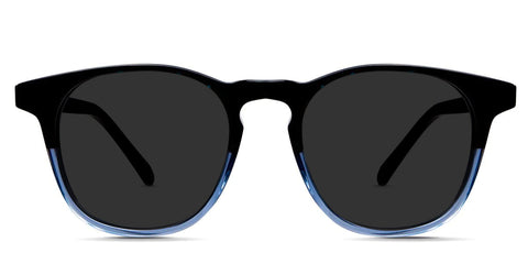 Turner black tinted Standard Solid sunglasses in evening sky variant - it's round frame with two tone