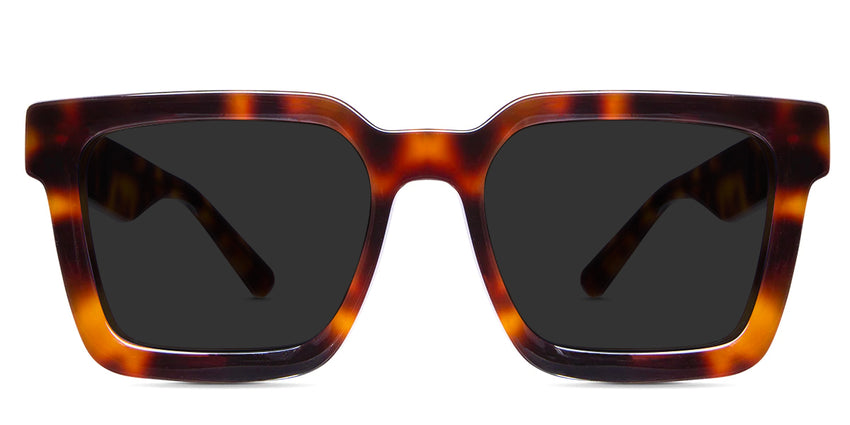 Umer black tinted Standard Solid sunglasses in walnut variant - with high nose bridge and a straight bar at top