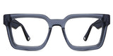 Umer glasses in sapphire variant - it's wide square frame in blue colour