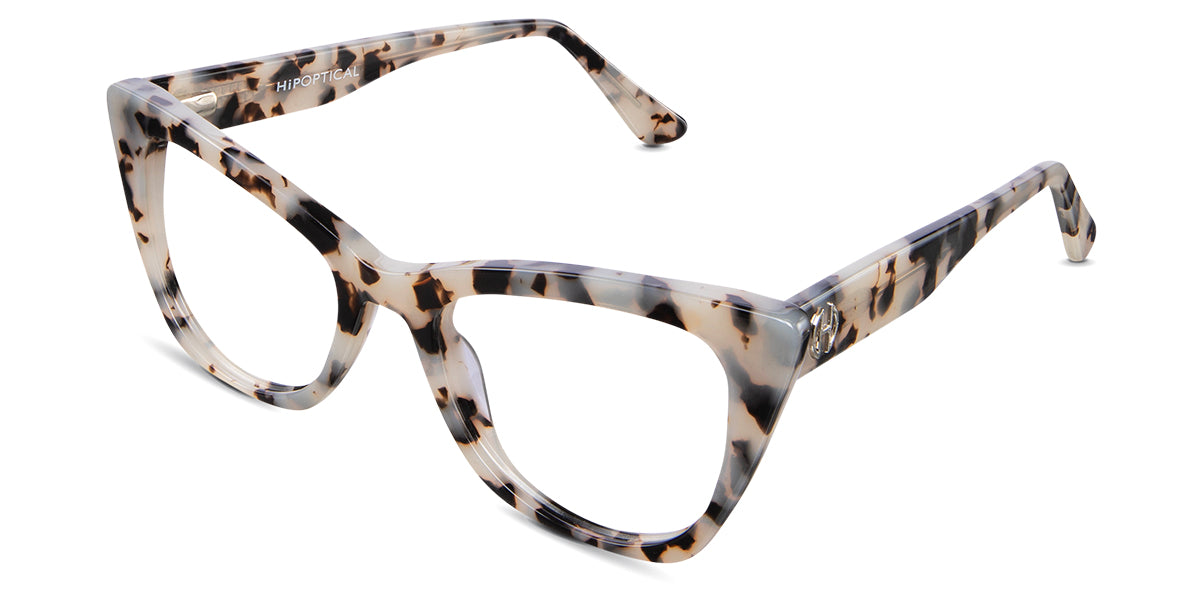 Kline cat eye frame in marble variant - it has wide viewing area with medium thin border - frame size 52-20-145