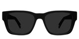 Vuri black tinted Standard Solid sunglasses in midnight variant - it's a wide square frame with slightly narrow nose bridge and broad temple