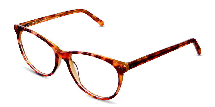 Cortez glasses in rumba variant - it has thin temple arms with brown and orange colour best for medium to large face