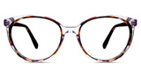 Torres eyeglasses in ruddy oak variant - oval frame in purple, orange and black colour - frame size 52-17-140