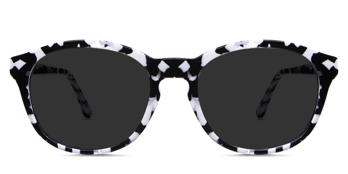 Zenda black tinted Standard Solid glasses in bloom variant - it's oval frame in tortoise style pattern