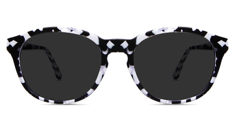 Zenda black tinted Standard Solid glasses in bloom variant - it's oval frame in tortoise style pattern