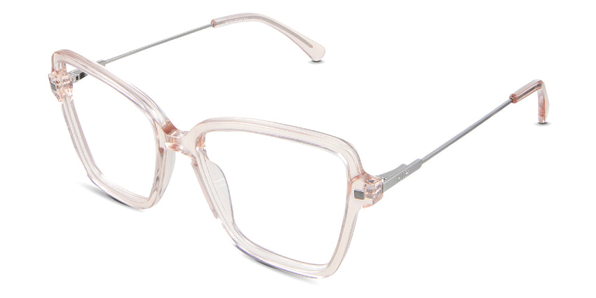 Zina prescription glasses in the poinciana variant - it's a transparent frame with pink color.