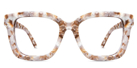Acra eyeglasses in lopi variant in pearl and brown shades of colours - wide square frame made with acetate material  Bold