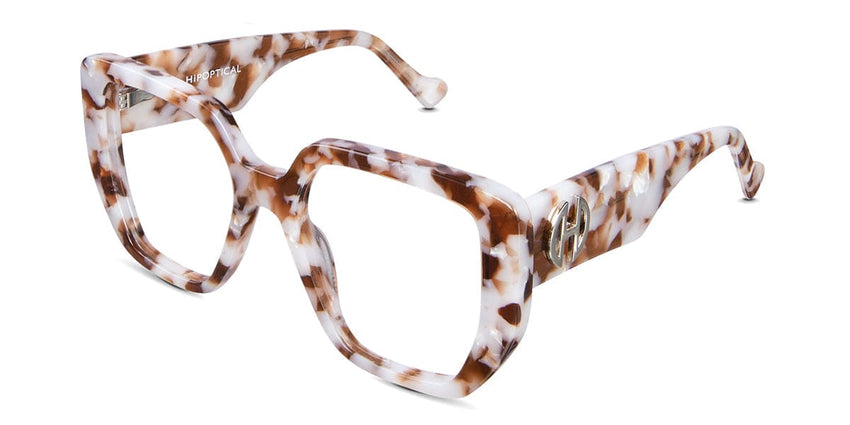 Ara eyeglasses in praline variant with square shape frame for large size face. It has broad arms with logo on it