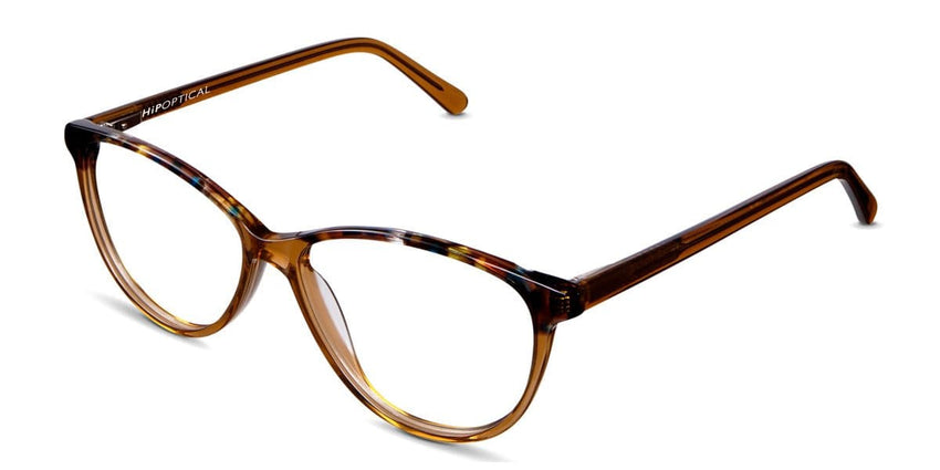 Brooks frame in blond wood variant - it's medium size frame with thin temple arms in clear beige colour - it has hip Optical written on right arm