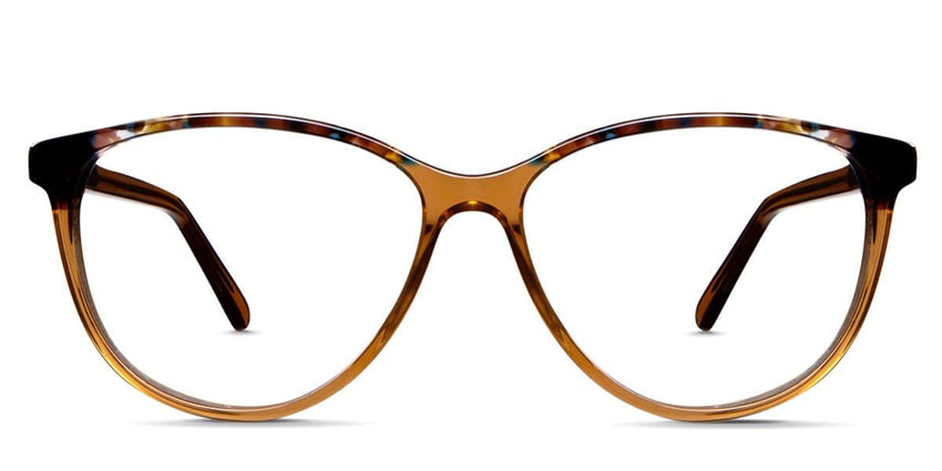 Brooks two toned frame in blond wood variant - made with acetate material in beige, orange and yellow colour - it's oval shape frame