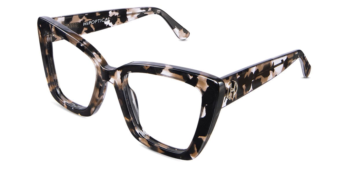 Chet eyeglasses frame in velvet variant - it's tortoiseshell style frame with broad temple arms and big viewing area 