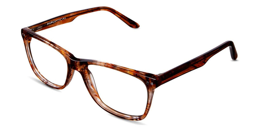 Harris eyeglasses in mahogany variant - it's wide acetate frame is very light to carry - it has hip Optical written on right arm