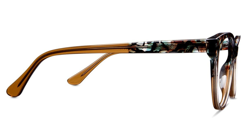Rogers eyeglasses in delwood sand variant - it's light weight two toned frame with tortoise style on upper half portion and clear at the bottom