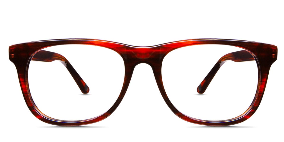 Shimer Jr eyeglasses in habanero variant - made with acetate material in curvy rectangular shape - it's kids size frame.
